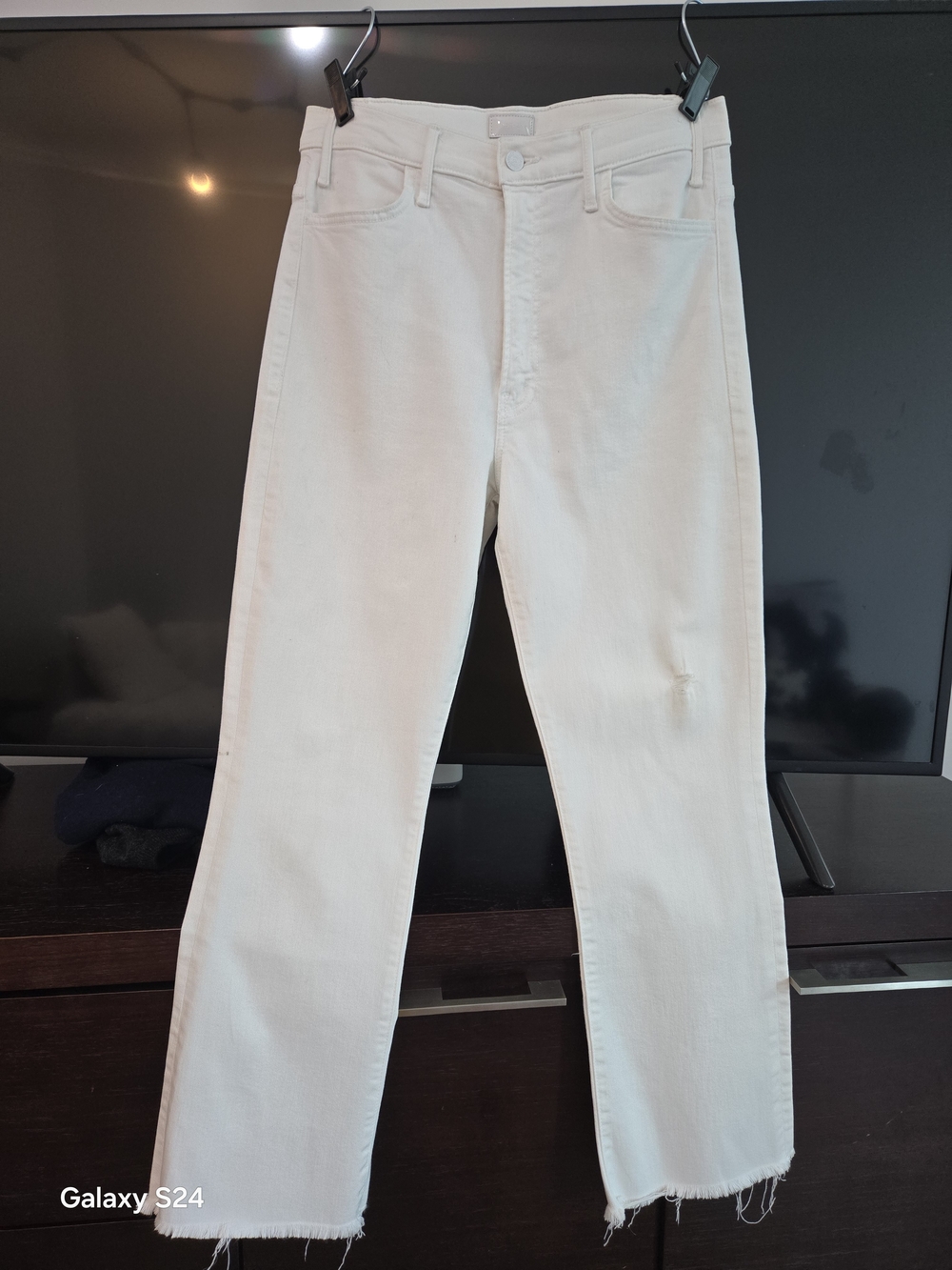 MOTHER Women's White off Straight-Leg Jeans Size 32
